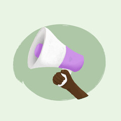 M&atilde;o segurando megafone
