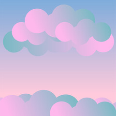 Sunset clouds sky image. Sky and clouds background in pink, teal and blue colored. Illustration, wallpaper.