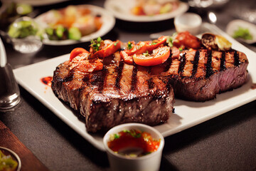 A Tasty Charcoal Barbecue Grilled Steak, 3d Representation