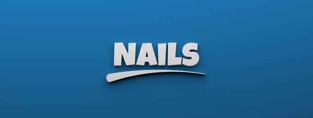 Nail lettering ad banner for website. 3D Render illustration