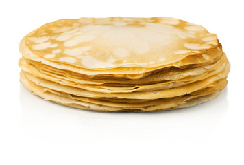Delicious pancakes on a white background