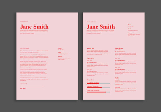 Pink Resume Layout Design