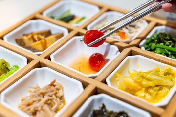 Stack of appetizer in chinese restaurant