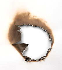 Close-Up View of a Burnt Hole in a Paper