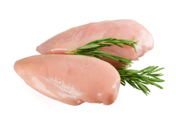 Chicken fillet isolated decorated with herbs