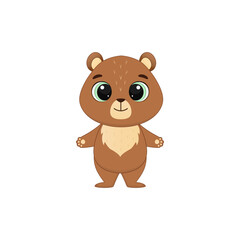 Cute cartoon teddy bear.Brown bear cub on a white background.Design for children's illustration.Vector