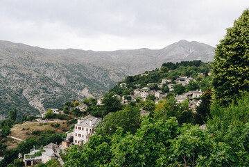 Fototapeta na wymiar Greek mountain village, Kalarrytes, on Tzoumerka mountains, Epirus, Greece