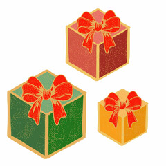 set of gift boxes with bows