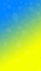 Blue yellow gradient background with transparent balls. Vertical illustration for smartphone screen background.