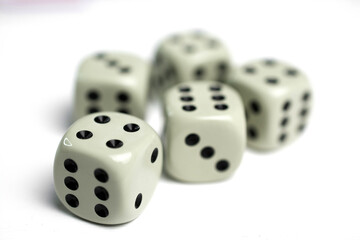 Close-up of dice isolated on white background 