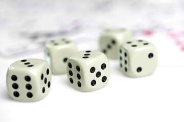 Close-up of dice isolated on white background 