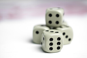 Close-up of dice isolated on white background 