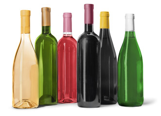 Wine bottles isolated on white
