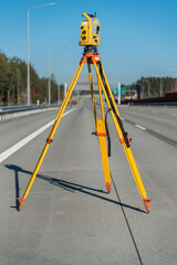 Total station on a highway construction site