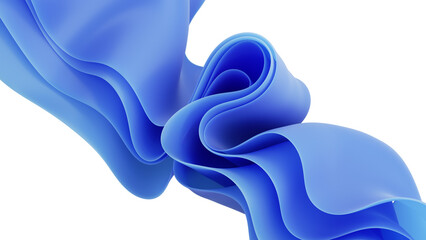 Blue wavy trendy abstract shapes. 3d illustration paper style