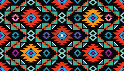 Colorful tribal boho mexican geometrical print. Abstract seamless aztec, mayan, navajo, latino pattern Ethnic hipster background indian, american, asian texture. Vector illustration
