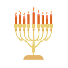 Menorah candlestick. Hanukkah. Lighting nine candles. Jewish festival of light
