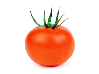 Ripe red tomato on a white isolated background