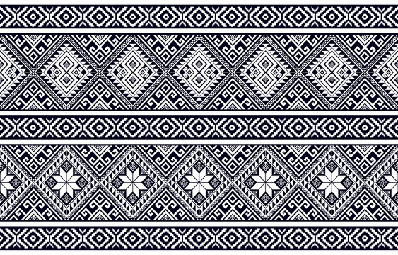 Black and white abstract geometric ethnic pattern western, american indian onrental africa. for carpet,wallpaper,clothing,wrapping,batik,fabric,tile, backdrop,Vector illustration. embroidery style.