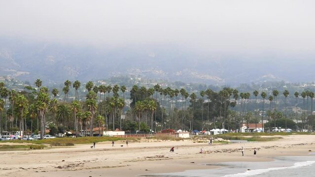 The beach of Santa Barbara, California, near Stearns Wharf.