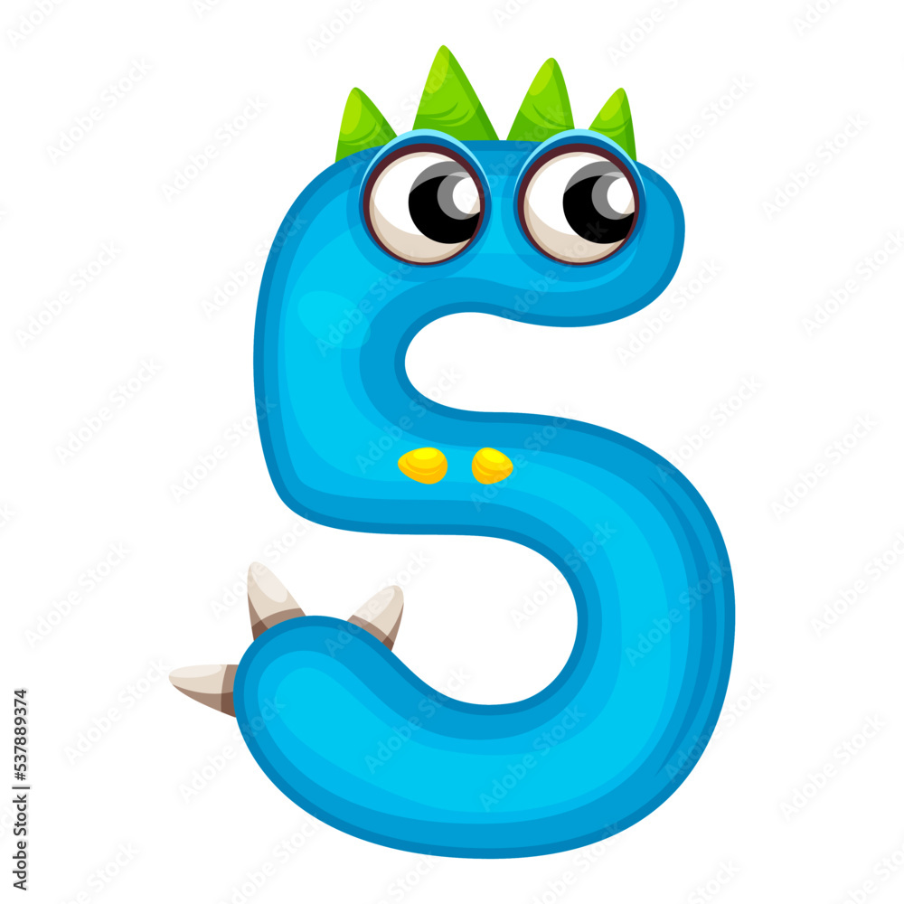 Wall mural 5.funny monsters colorful numbers, cute fantasy aliens in the shape of numerals. cartoon numbers fro