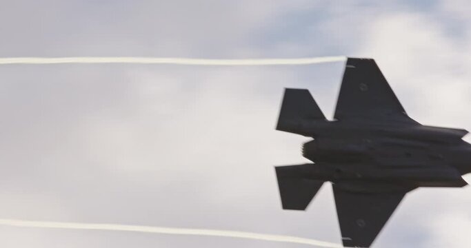 Israeli air force F-35 stealth fighter during low altitude flight