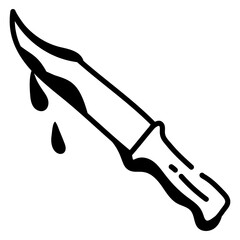 A scary doodle icon of bloody knife  - obrazy, fototapety, plakaty