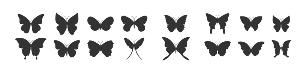 Butterfly icon set. Winged gorgeous animal symbol. Sign butterflies vector flat.