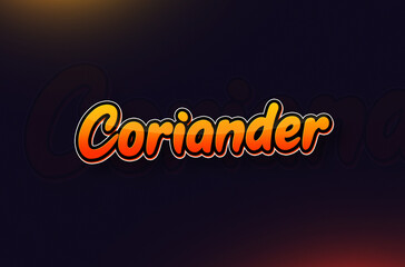 Vegetable name Coriander text design