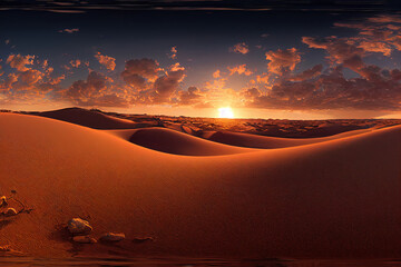 Oasis at sunset in a sandy desert. Environment map. HDRI . equidistant projection. Spherical panorama. panorama 360. 