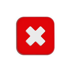 3D Rejection icon, rejected sign. Cross sign for mobile, web and application.