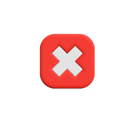 3D Rejection icon, rejected sign. Cross sign for mobile, web and application.