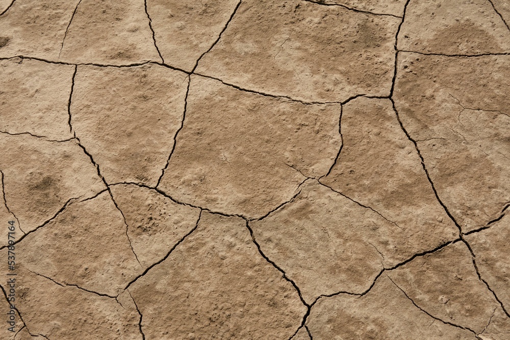 Poster close up of a dry and cracked river bed