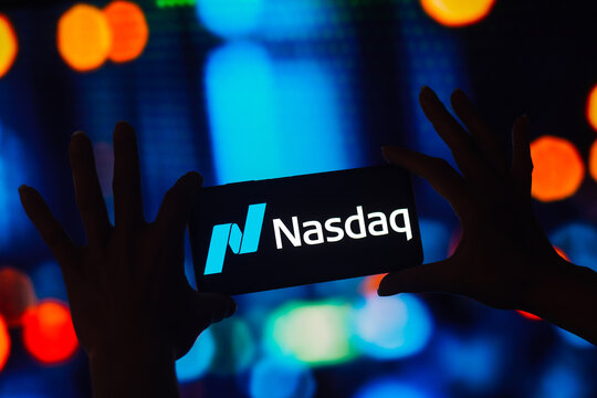 October 13, 2022, Brazil. In This Photo Illustration, The Nasdaq, Inc. Logo Is Displayed On A Smartphone Screen.