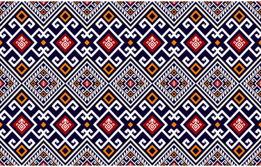 Warm tone abstract geometric ethnic pattern western, American Indian oriental Africa. for carpet,wallpaper,clothing,wrapping,batik,fabric,tile, backdrop,Vector illustration. embroidery style.