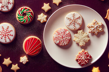Christmas cookies, illustration of festive pastries