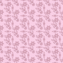 Seamless patterns, Set of floral design elements. Beautiful for print textile and background. Vector illustration