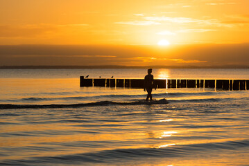 Sundown at Baltic Sea in atumn