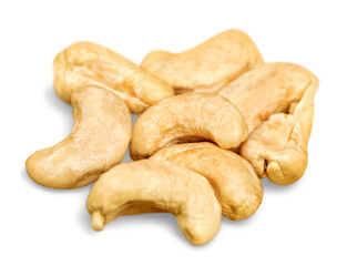 Pile of Cashew nuts on white background