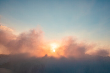 Colorful sunrise in the mist