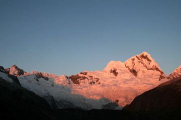 Snowy peaks at sunset