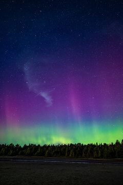 Green aurora at Bruce Peninsula National Park, Singing Sands Beach Tobermory
