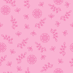 Seamless patterns, Set of floral design elements. Beautiful for print textile and background. Vector illustration