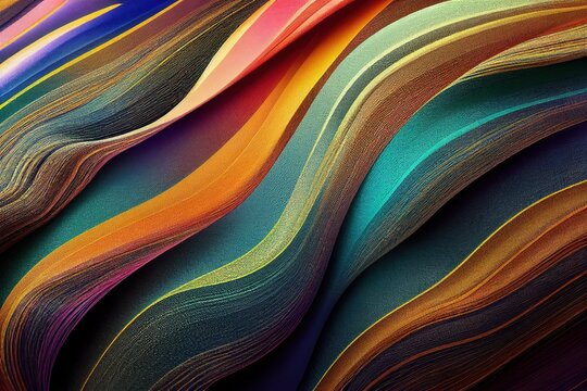 3d Illustration Of Intertwined Colored Yarn Threads Fabric Texture Background