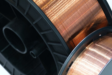 Coil of copper wire for welding tools and other industrial applications