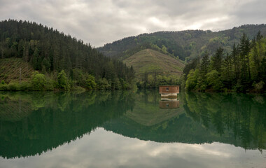 Fototapeta na wymiar Aixola lake in Basque Country, Spain