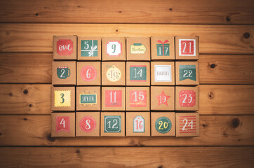 Beautiful advent calendar boxes with numbers.