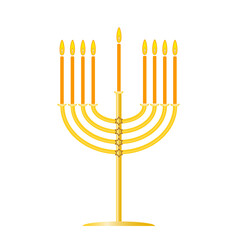 Menorah vector image happy hanukkah judaism religious holidays hebrew celebration, candelabrum with candles