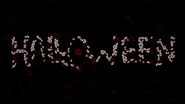 Blinking animated eyes halloween text animation 3d render dark background