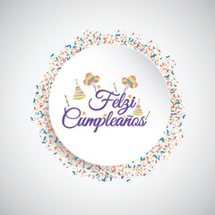 Happy birthday in spanish lettering. Feliz cumpleaños letters vector

